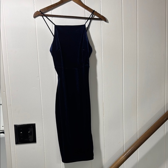 Windsor Blue Velvet high neck midi dress - Picture 1 of 5